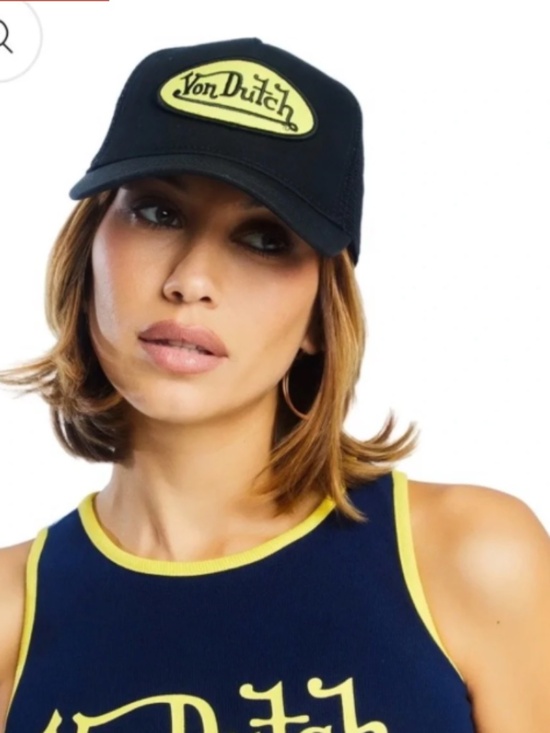 Von Dutch Accessories - VON DUTCH Black Trucker Cap with Yellow Logo Patch